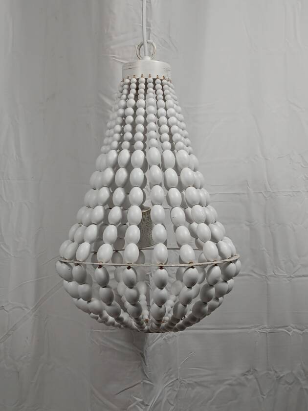 WEREAL LIGHTING WHITEWASH BEADED CHANDELIER