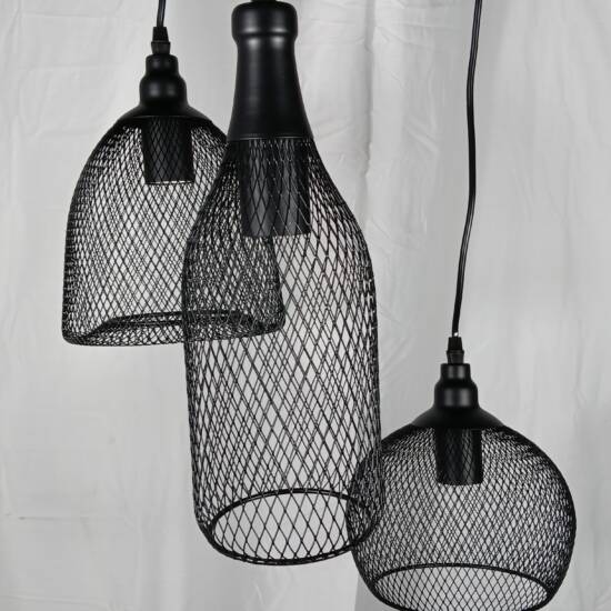 UNITARY BRAND BLACK METAL RETRO IRON CEILING CHANDELIER 3 BULB