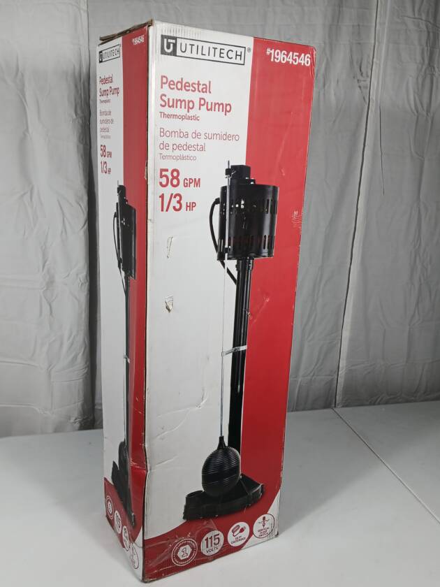 UTILITECH 1/3-HP THERMOPLASTIC PEDESTAL SUMP PUMP - FRONT VIEW